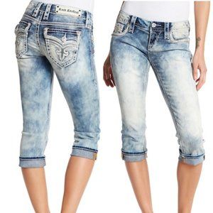 Rock Revival Capri Cropped Bling Jeans NEW